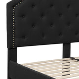 English Elm EE2481 Transitional Upholstered Platform Bed Black EEV-16044