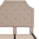 English Elm EE2481 Transitional Upholstered Platform Bed Beige EEV-16047