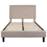 English Elm EE2485 Contemporary Upholstered Platform Bed Beige EEV-16099