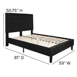 English Elm EE2485 Contemporary Upholstered Platform Bed Black EEV-16100