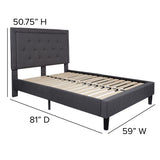 English Elm EE2485 Contemporary Upholstered Platform Bed Dark Gray EEV-16101