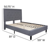 English Elm EE2485 Contemporary Upholstered Platform Bed Light Gray EEV-16102