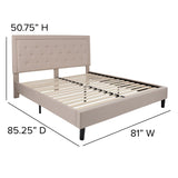English Elm EE2485 Contemporary Upholstered Platform Bed Beige EEV-16103