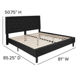 English Elm EE2485 Contemporary Upholstered Platform Bed Black EEV-16104