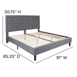 English Elm EE2485 Contemporary Upholstered Platform Bed Light Gray EEV-16106