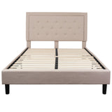 English Elm EE2485 Contemporary Upholstered Platform Bed Beige EEV-16107