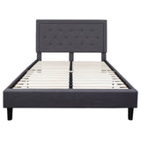 English Elm EE2485 Contemporary Upholstered Platform Bed Dark Gray EEV-16109