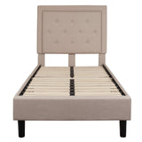 English Elm EE2485 Contemporary Upholstered Platform Bed Beige EEV-16111