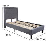 English Elm EE2485 Contemporary Upholstered Platform Bed Light Gray EEV-16114