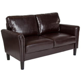English Elm EE2500 Contemporary Living Room Grouping - Loveseat Brown LeatherSoft EEV-16186