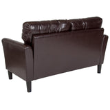 English Elm EE2500 Contemporary Living Room Grouping - Loveseat Brown LeatherSoft EEV-16186