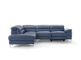 Johnson Sectional, Chaise On Left When Facing, Navy Blue Top Grain Italian Leather