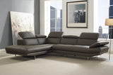 Pandora Sectional, Chaise On Left When Facing, Dark Gray Top Grain Italian Leather