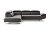 Pandora Sectional, Chaise On Left When Facing, Dark Gray Top Grain Italian Leather