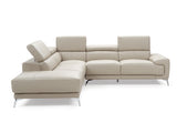 Fabiola Sectional, Chaise On Left When Facing Light Grey Top Grain Italian Leather