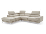 Fabiola Sectional, Chaise On Left When Facing Light Grey Top Grain Italian Leather