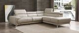 Fabiola Sectional, Chaise On Left When Facing Light Grey Top Grain Italian Leather