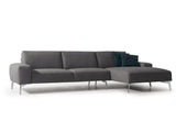 Negramaro Sectional 100% Made In Italy, Chaise On Left When Facing, Dark Grey Top Grain Italian ...