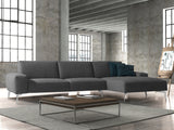 Negramaro Sectional 100% Made In Italy, Chaise On Left When Facing, Dark Grey Top Grain Italian ...