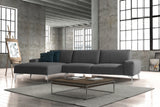 Negramaro Sectional 100% Made In Italy, Chaise On Left When Facing, Dark Grey Top Grain Italian ...