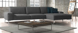 Negramaro Sectional 100% Made In Italy, Chaise On Left When Facing, Dark Grey Top Grain Italian ...