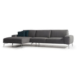 Negramaro Sectional 100% Made In Italy, Chaise On Left When Facing, Dark Grey Top Grain Italian ...