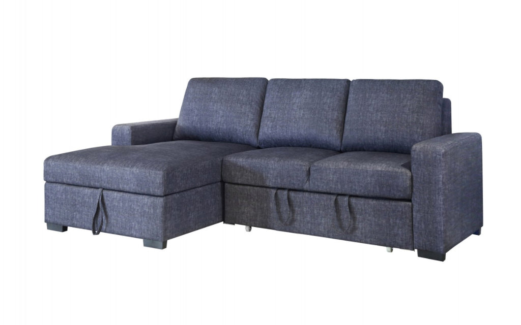Elga Sectional Bed, Chaise On Left When Facing, Dark Grey Fabric, 2 Seater Sofa Pull To A Bed, S...