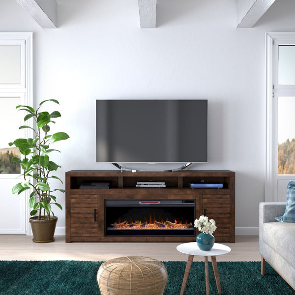 Legends Furniture Rustic Distressed TV Stand with Electric Fireplace Included SL5401.WKY