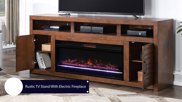 Legends Furniture Rustic Distressed TV Stand with Electric Fireplace Included SL5401.WKY