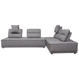 Slate 2 Piece Lounge Seating Platforms with Moveable Backrest Supports in Grey Polyester Fabric