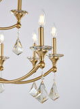 Bethel Stain Brass Chandelier in Iron & Crystal