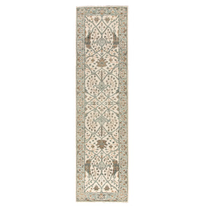 Jaipur Living Slayton Hand-Knotted Medallion Ivory/ Light Teal Runner Rug (3'X12')