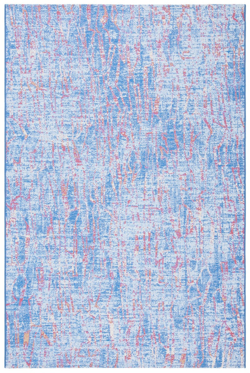 Summer 408 Indoor / Outdoor Power Loomed 23% Polyester 76% Polypropylene 1% Backing Material Rug Blue / Red