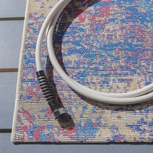 Summer 409 Indoor / Outdoor Power Loomed 23% Polyester 76% Polypropylene 1% Backing Material Rug Blue / Red