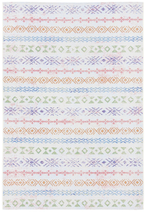 Summer 429 Indoor / Outdoor Power Loomed 23% Polyester 76% Polypropylene 1% Backing Material Rug Ivory / Blue