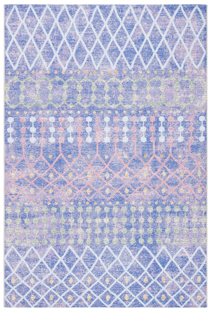 Summer 452 Indoor / Outdoor Power Loomed 23% Polyester 76% Polypropylene 1% Backing Material Rug Blue / Light Blue