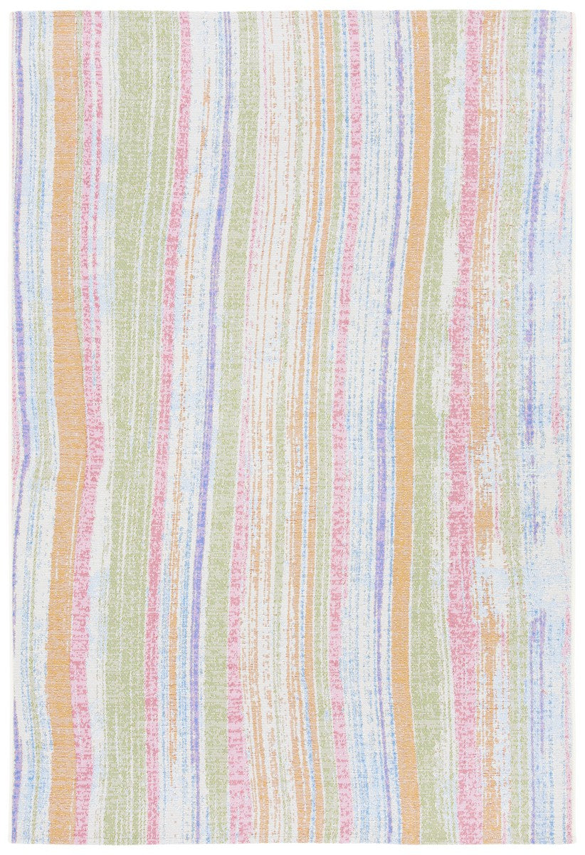 Summer 496 Indoor / Outdoor Power Loomed 23% Polyester 76% Polypropylene 1% Backing Material Rug Ivory / Green