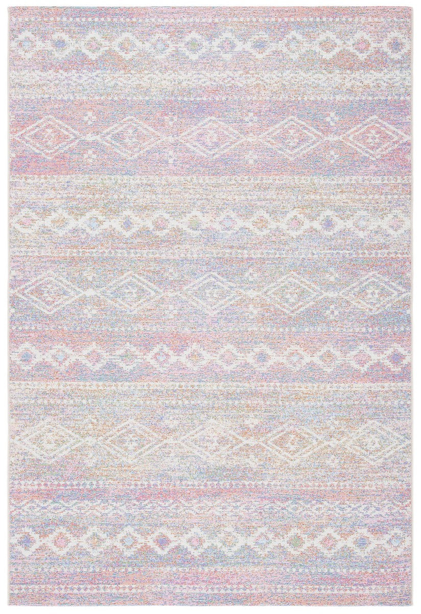 Summer 498 Indoor / Outdoor Power Loomed 23% Polyester 76% Polypropylene 1% Backing Material Rug Ivory / Pink