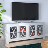 Legends Furniture Modern TV Stand with Glass Cabinets for TV's up to 75 Inches SN1871.WHT