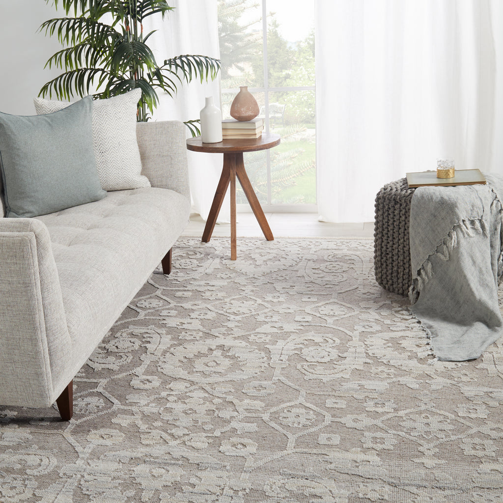 Jaipur Living Ayres Hand-Knotted Floral Taupe/ Gray Area Rug (10'X14')