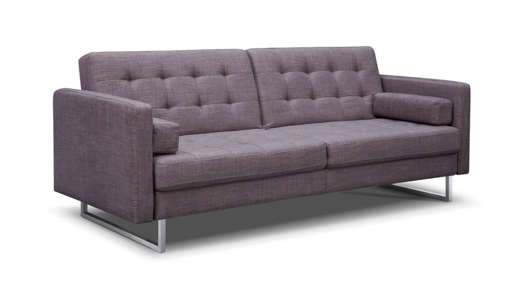 Giovanni Sofa Bed Gray Fabric Stainless Steel Legs.
