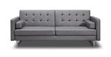 Giovanni Sofa Bed Gray Faux Leather Stainless Steel Legs.