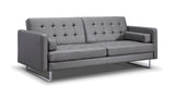 Giovanni Sofa Bed Gray Faux Leather Stainless Steel Legs.