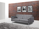 Giovanni Sofa Bed Gray Faux Leather Stainless Steel Legs.