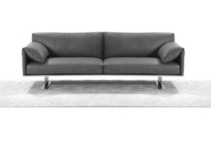 Gaber Sofa, 100% Made In Italy, Grey Top Grain Leather 51 And Metal Legs.