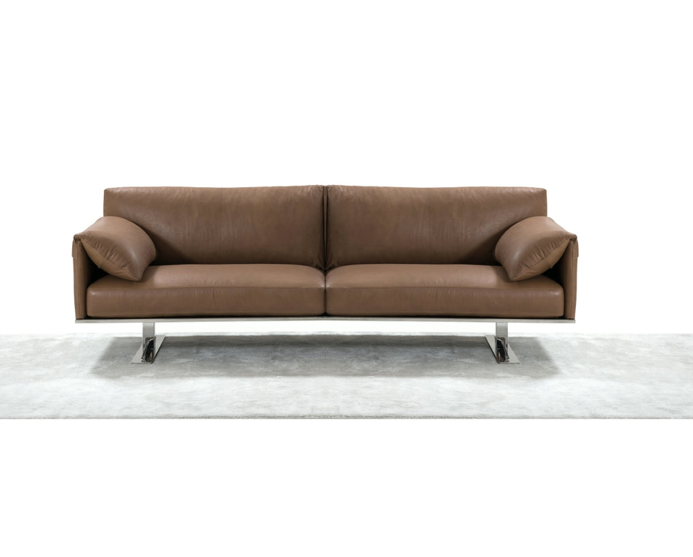 Gaber Sofa, 100% Made In Italy, Taupe Top Grain Leather 71 And Metal Legs.