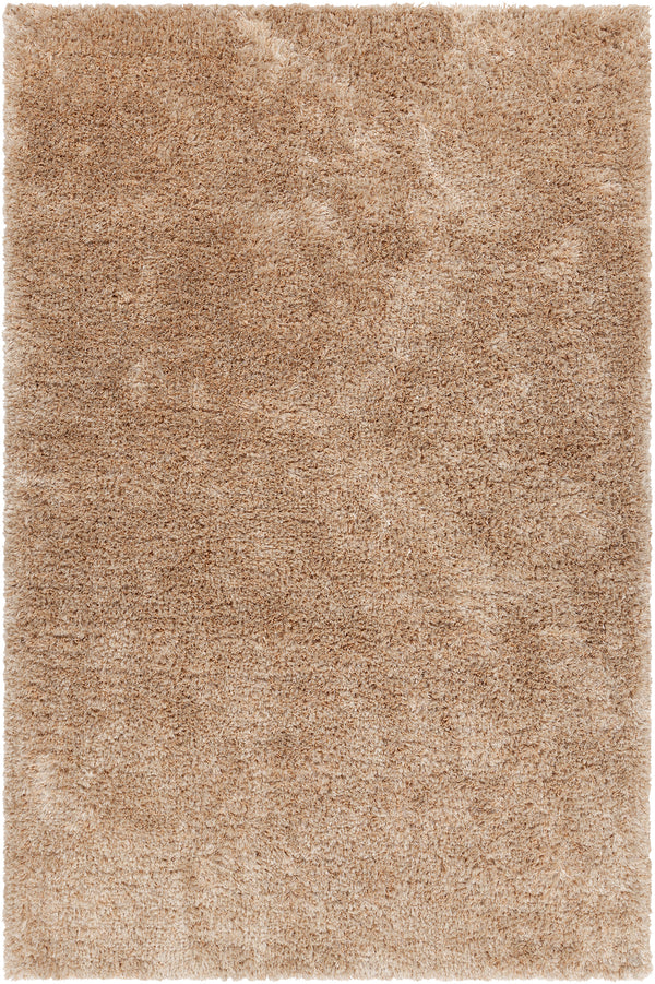Chandra Rugs Sofie 100% Polyester Hand-Woven Contemporary Shag Rug Tan 9' x 13'