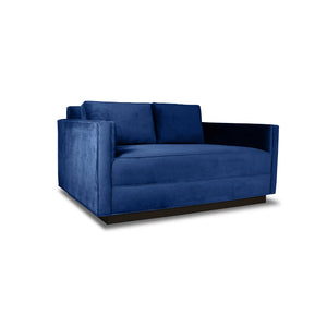 Nativa Interiors Adalyn Solid + Manufactured Wood / Velvet Commercial Grade Loveseat Blue 60.00"W x" 37.00"D x 30.00"H