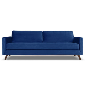 Nativa Interiors Chantel Sofa Solid + Manufactured Wood / Velvet Commercial Grade Wide Sofa Blue 84.00"W x 37.00"D x 30.00"H