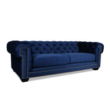 Nativa Interiors Cornell Chesterfield Tufted Sofa Deep Plush Solid + Manufactured Wood / Velvet Commercial Grade Deep Plush Extra Wide Tufted Sofa Blue 103.00"W x 48.50"D x 30.00"H